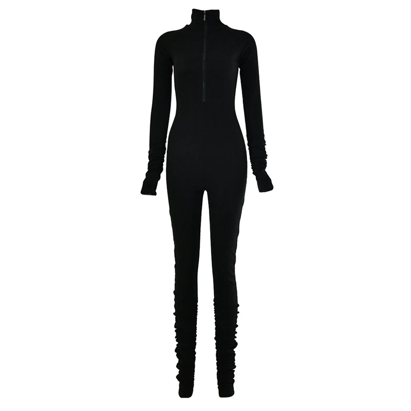 

Ladies Long Sleeve Fitness Jumpsuit Zipper Skinny Women Casual Retro Jumpsuit