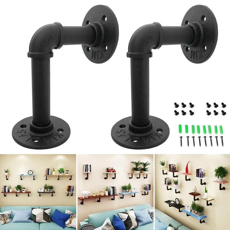 Лидер продаж 2 шт. промышленная настенная железная труба кронштейн для полки
