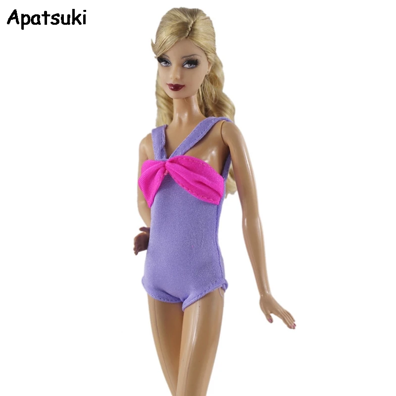 Фиолетово-розовое бикини для кукол Барби одежда купальников Цельный купальник