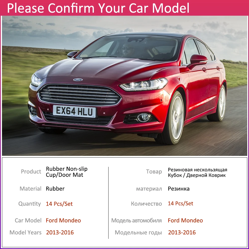 Противоскользящие резиновые чашки подушки двери паз коврик для Ford Mondeo Fusion V MK5 5 2013~ 14 шт. аксессуары коврик для телефона