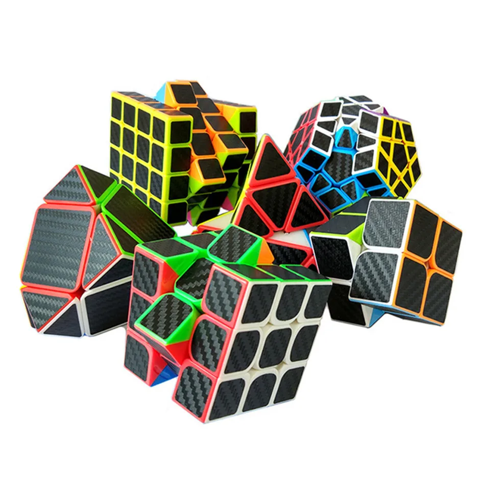 Z CUBE 9 видов углеродного волокна Стикеры Скорость Magic Cube 2x2/oneplus 3/OnePlus x 3 4x4 5x5 косой