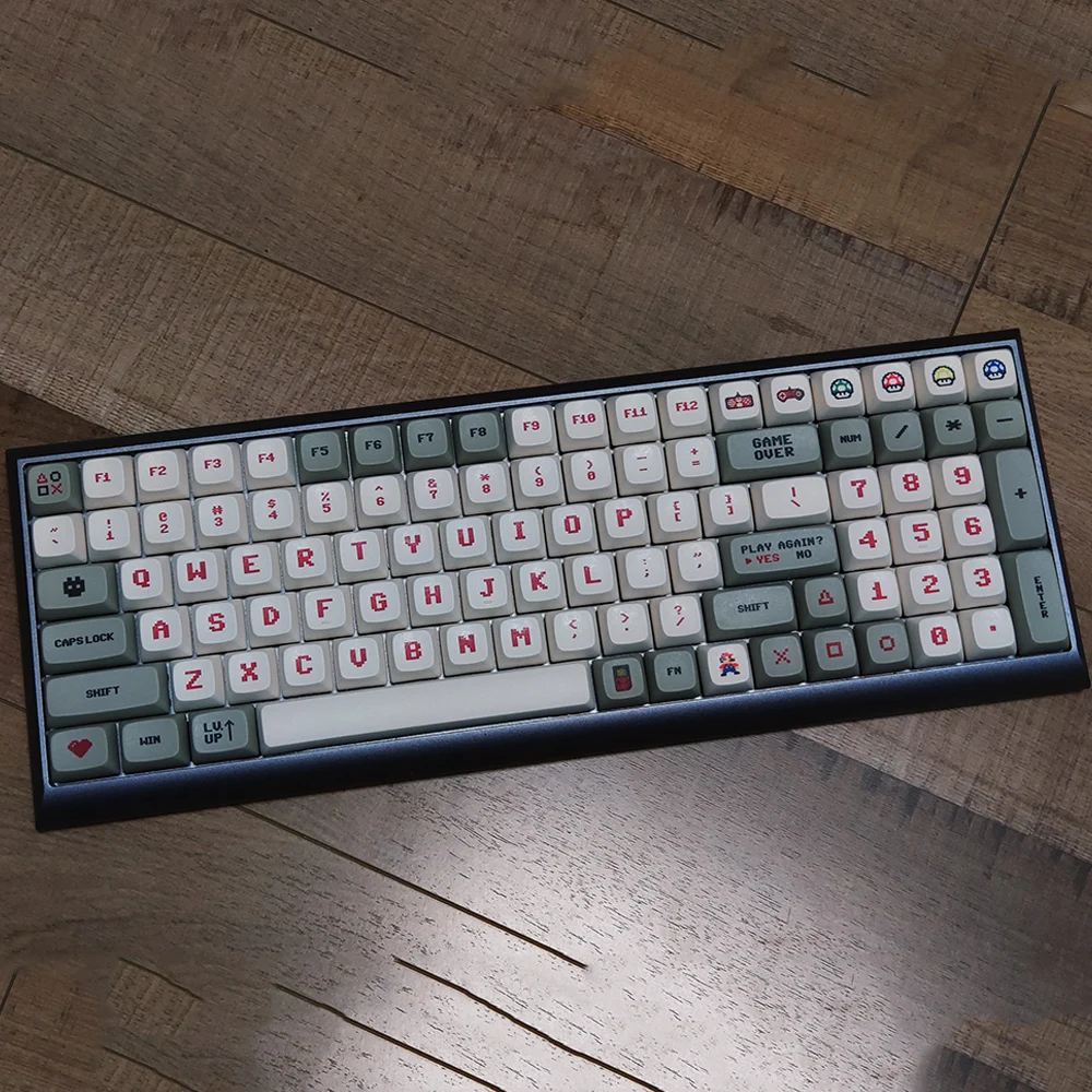 Механическая игровая клавиатура в стиле аркадных игр цвет белый/серый с