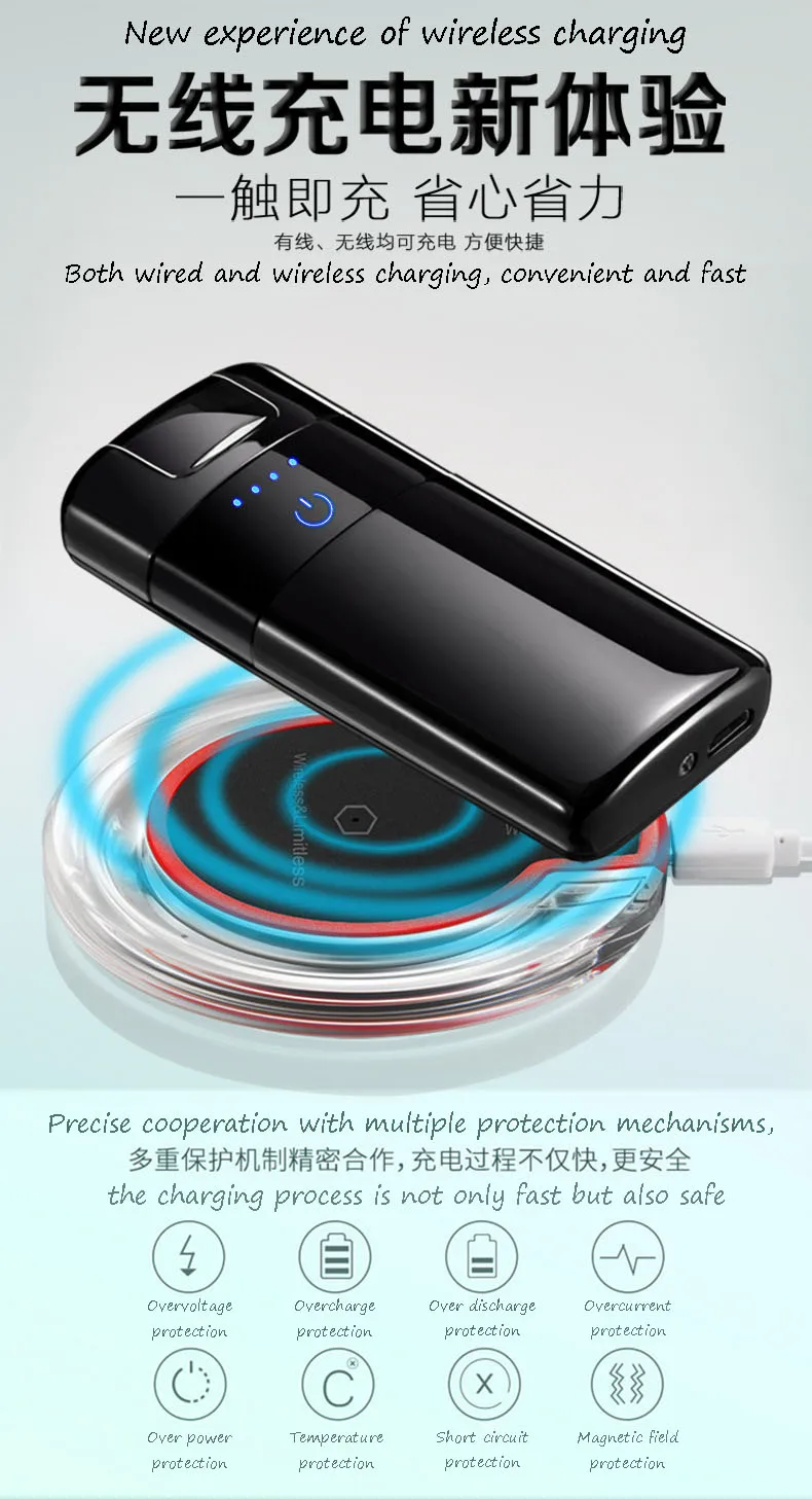 Умная Беспроводная usb зажигалка с двойной дугой металлическая ветрозащитная