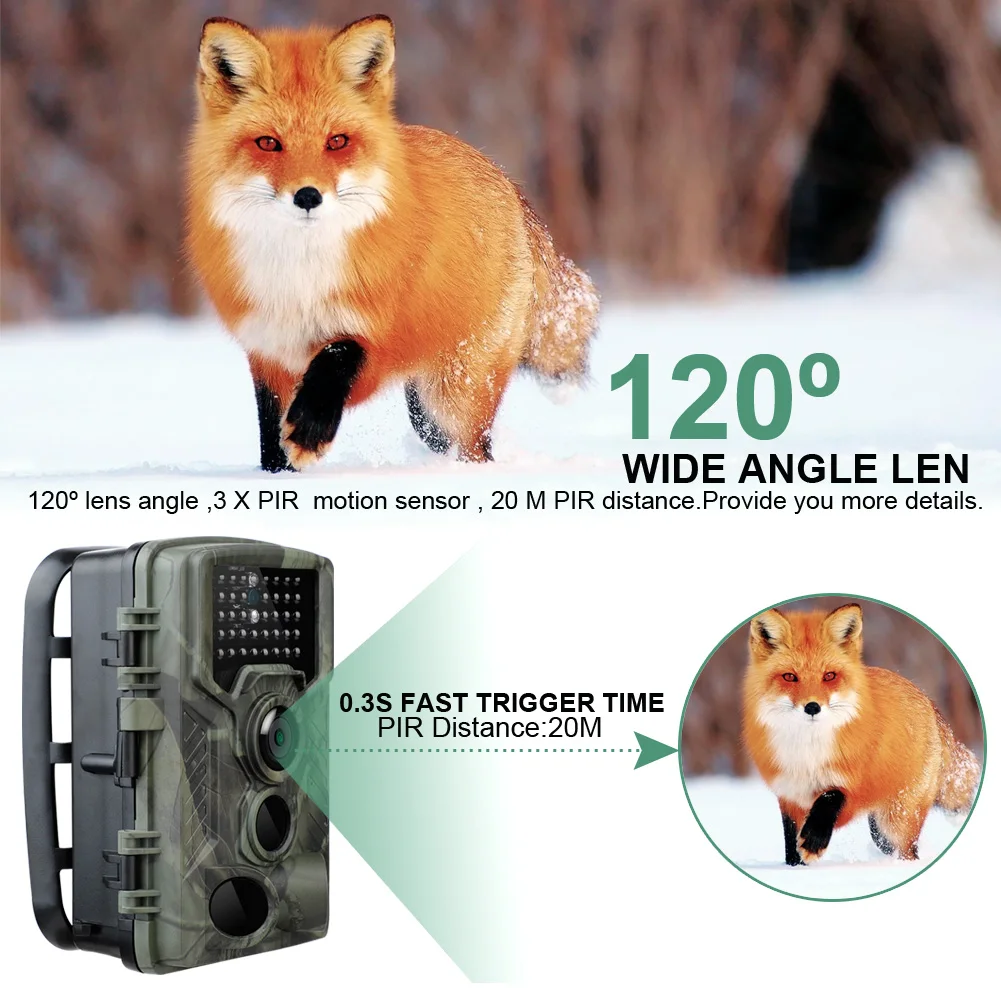 Trail Камера 20MP Охота HD 1080P 42 светодиодов дикой природы Скаутинг Cam Ночное видение