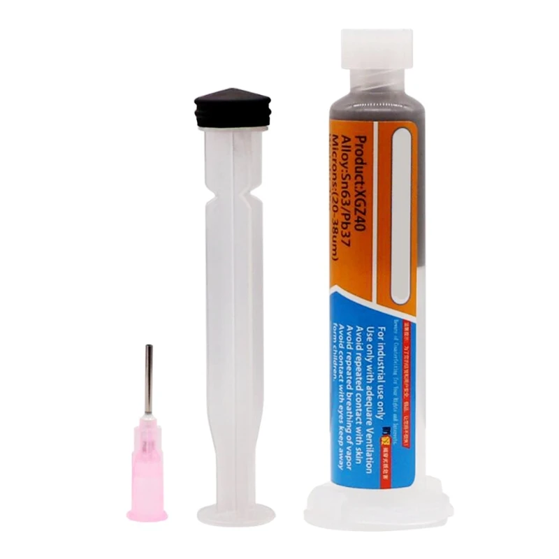 

Smooth Flow Tack Flux No-clean in a 10 CC Syringe W/Plunger and Tip Easy to Use Solder Paste Rework Syringe