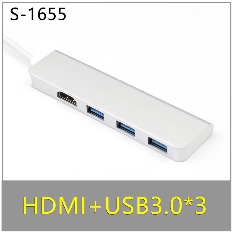 TC-1655 Type-C концентратор 3 USB 3,0 концентратор HDMI/VGA/RJ45 адаптер Thunderbolt 3 USB-C данных TF SD PD слот концентратор для Macbook Pro Air 13 15 16 - Цвет: TC-1655