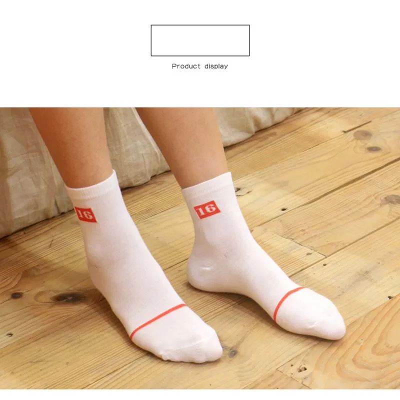 Новые женские носки средней длины хлопковые одноцветные полосатые модные