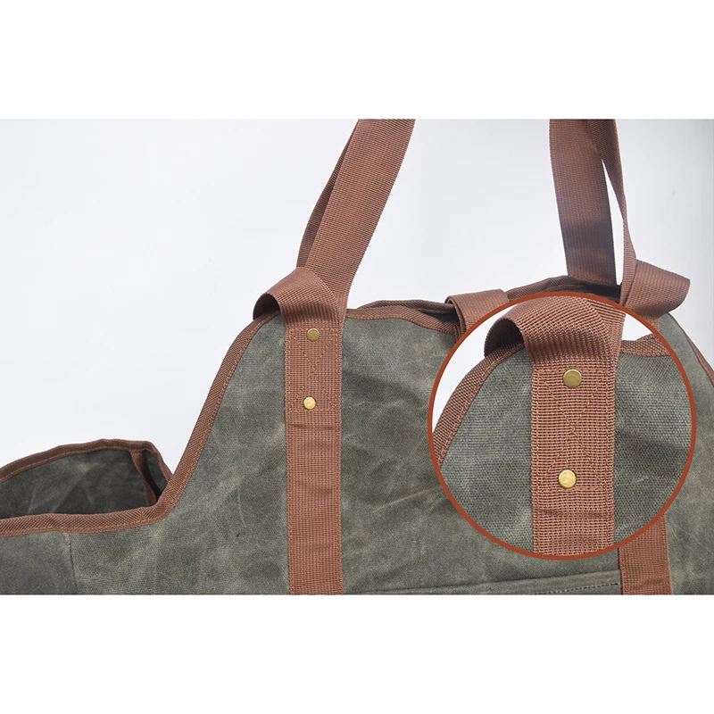 

Large Capacity Canvas Log Tote Bag Waterproof Wax Logging Firewood Storage Bag