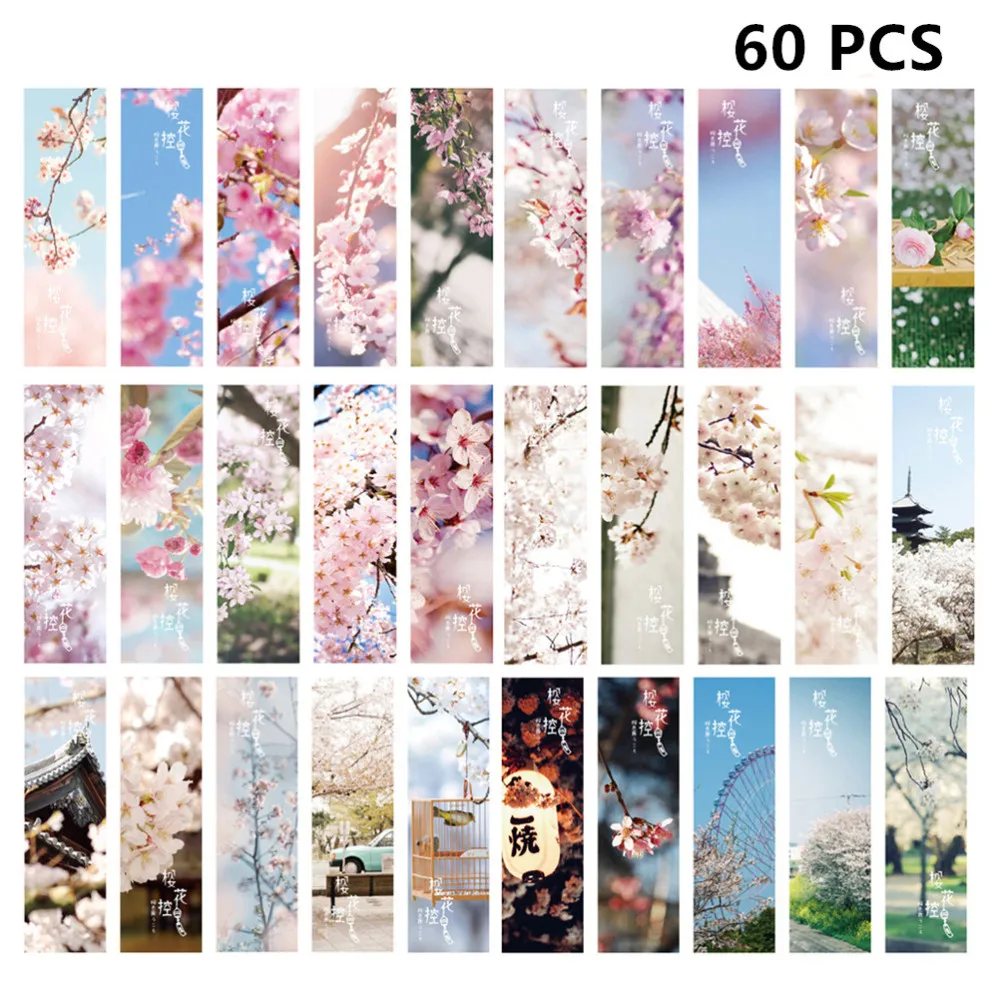 

2 Sets/60pcs Cherry Blossoms Paper Book Holder Multifunction Stationery for Children School Supplies Gifts