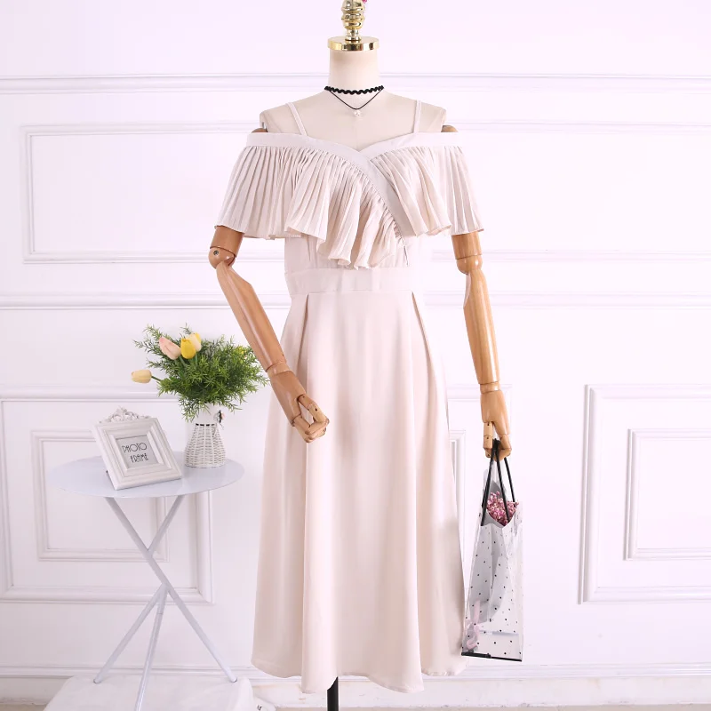 Женское платье на тонких бретельках FMFSSOM Повседневное средней длины с коротким