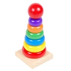 Деревянные радужные блоки Монтессори, круги из бисера, игрушка для детей, обучающая цветная форма, Когнитивная обучающая игрушка