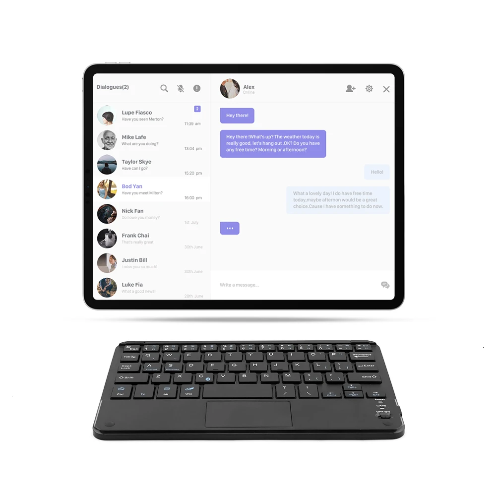 Мини беспроводная клавиатура эргономичная Bluetooth черная сенсорная Офисная