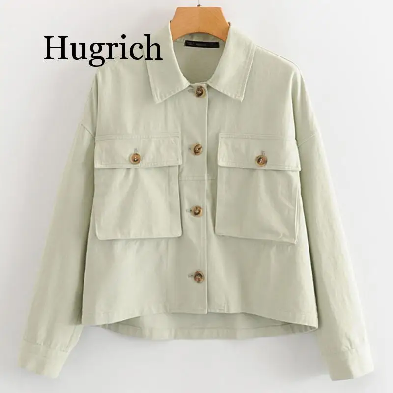 

2021 pockets coat women fashion short turn down collar coat women elegant dinghies long sleeve coat women