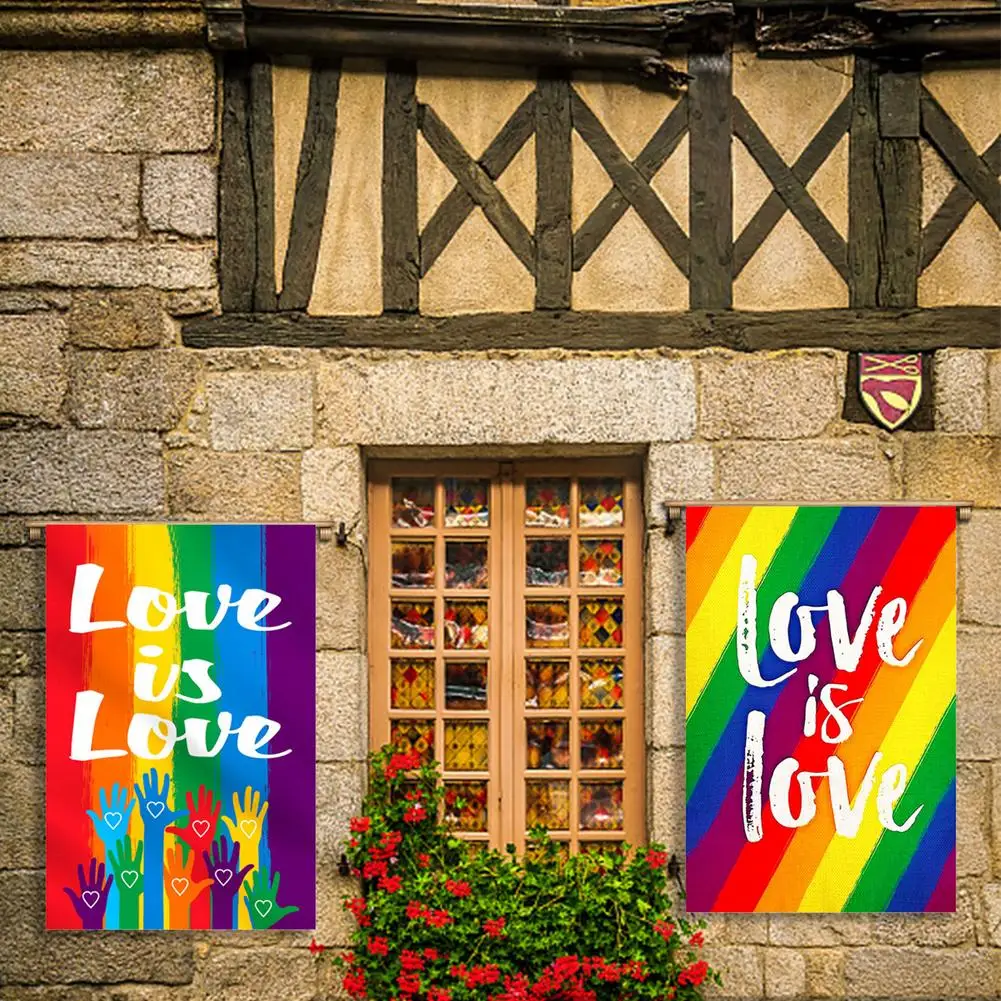 

Summer Spring Rainbow Flag Welcome Outdoor Yard Flags Courtyard Bright Beautiful Double Sided Banner Decorative Home Decoration