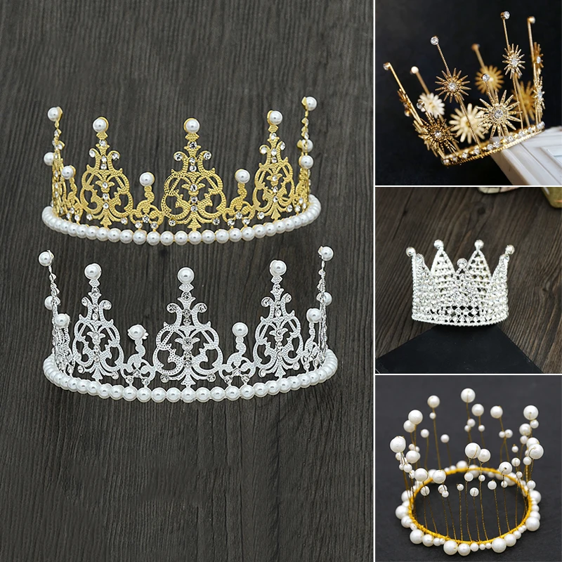 

Crown Birthday Baking Accessories Flowers Birthday Cake Decoration Highlight Pearl Headdress Hair Accessories Headband Birthday
