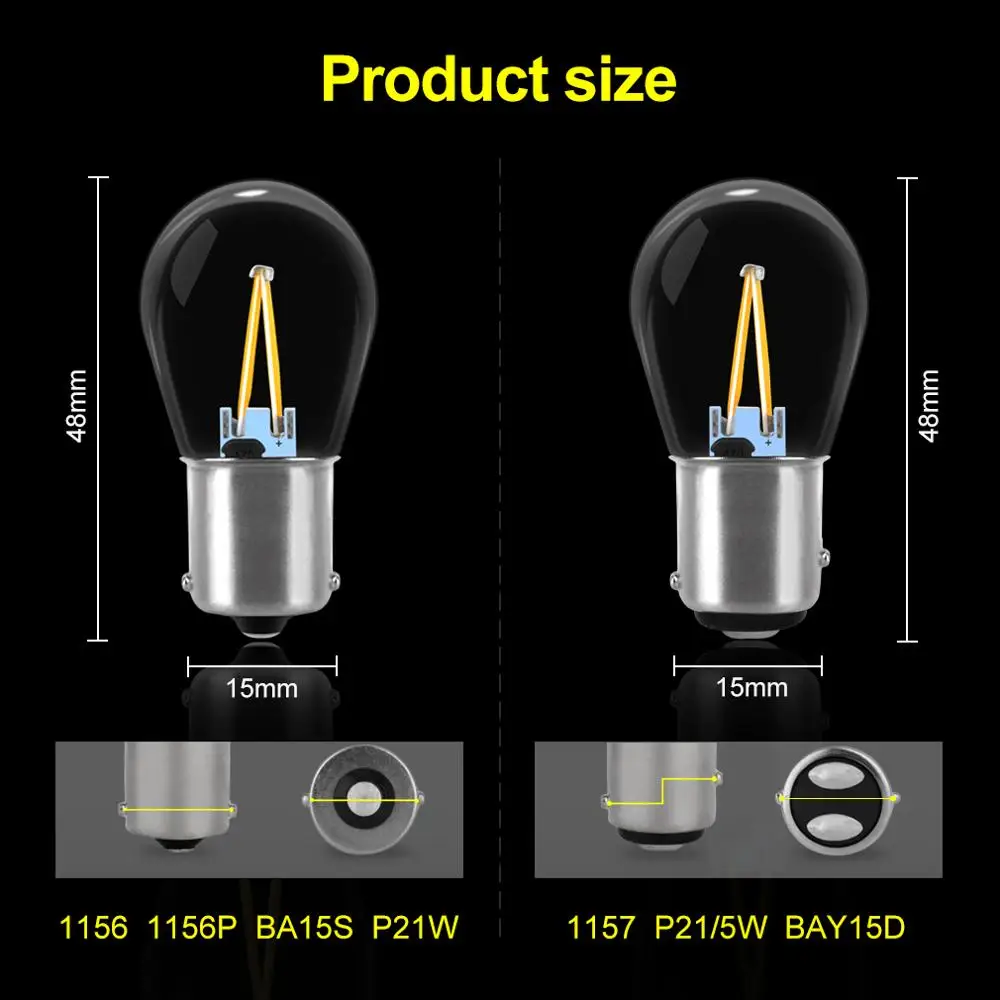 Светодиодная лампа P21W BA15S 1156 1157 BAY15D P21/5 Вт R5W R10W COB для заднего хода автопарковочная