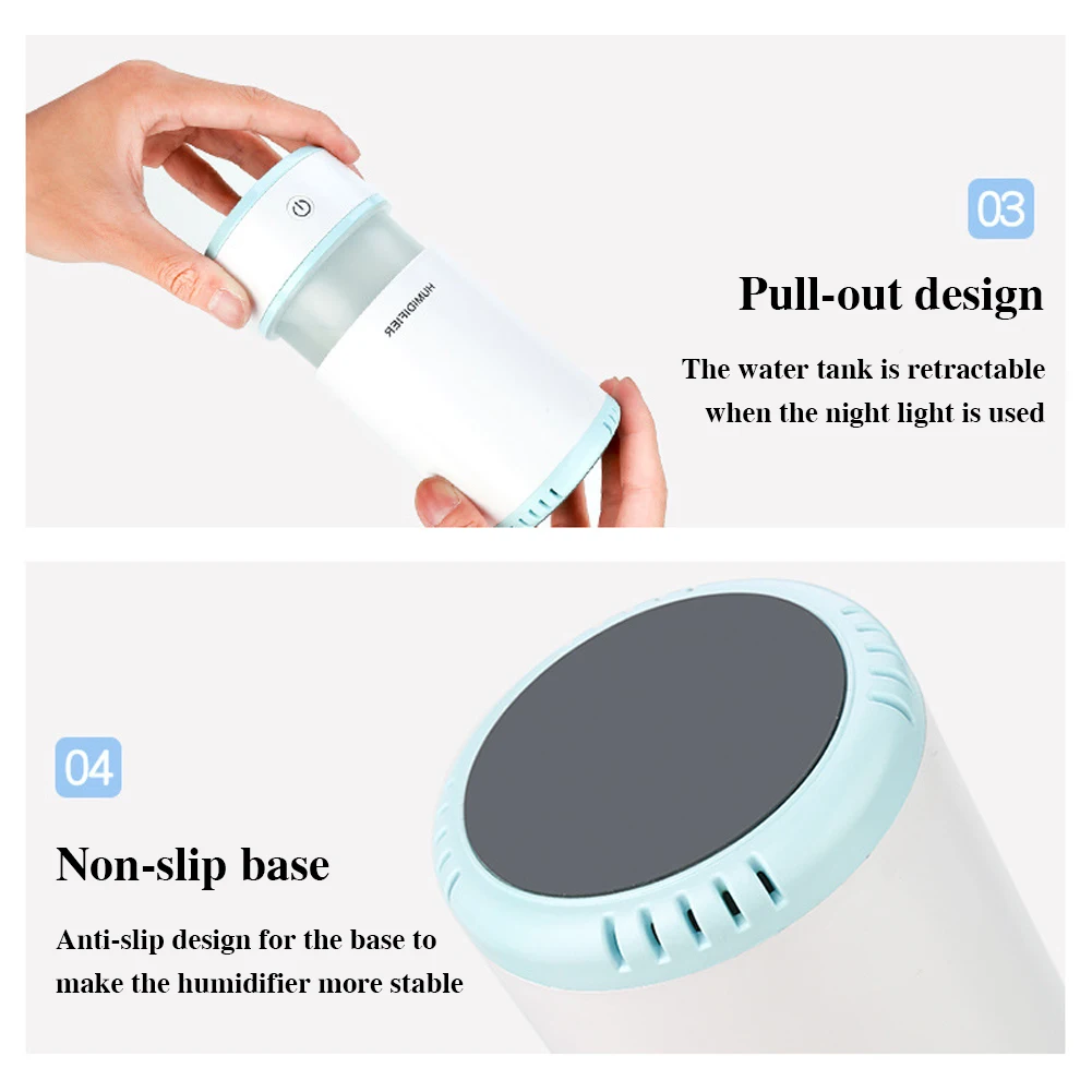 Мини вытяжной дизайн увлажнитель воздуха с светодиодный свет Ультразвуковой