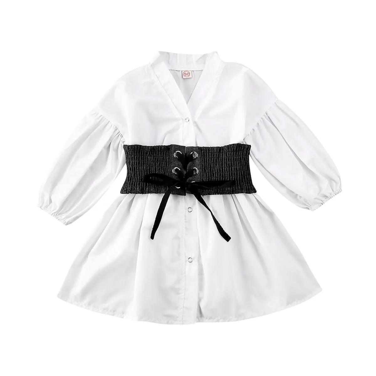 Платье-рубашка для девочек с длинными рукавами-фонариками на возраст 2-6 лет |