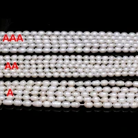 natural freshwater pearl beads rice shape 3 ranks white punch loose beads for diy necklace bracelet jewelry making 6 7mm