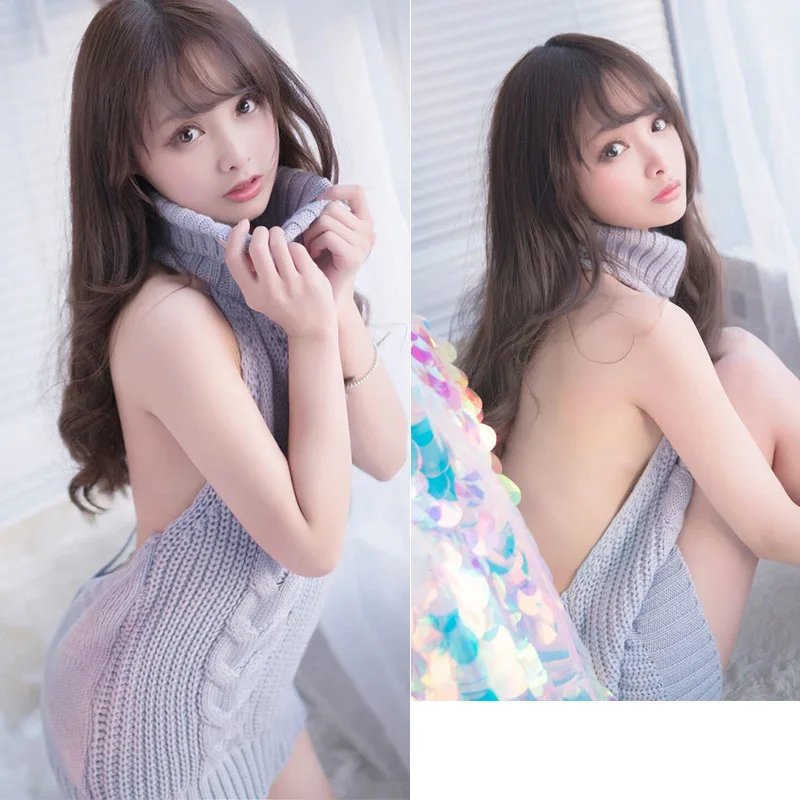 Women Pullovers New virgin killer girl group sexy strapless halter Solid Knitted sweater QQ016 | Женская одежда