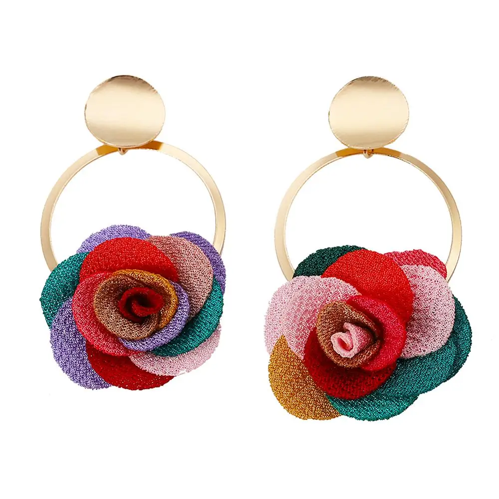 Женские серьги с цветными розами Dvacaman Модные металлические массивные свадебные