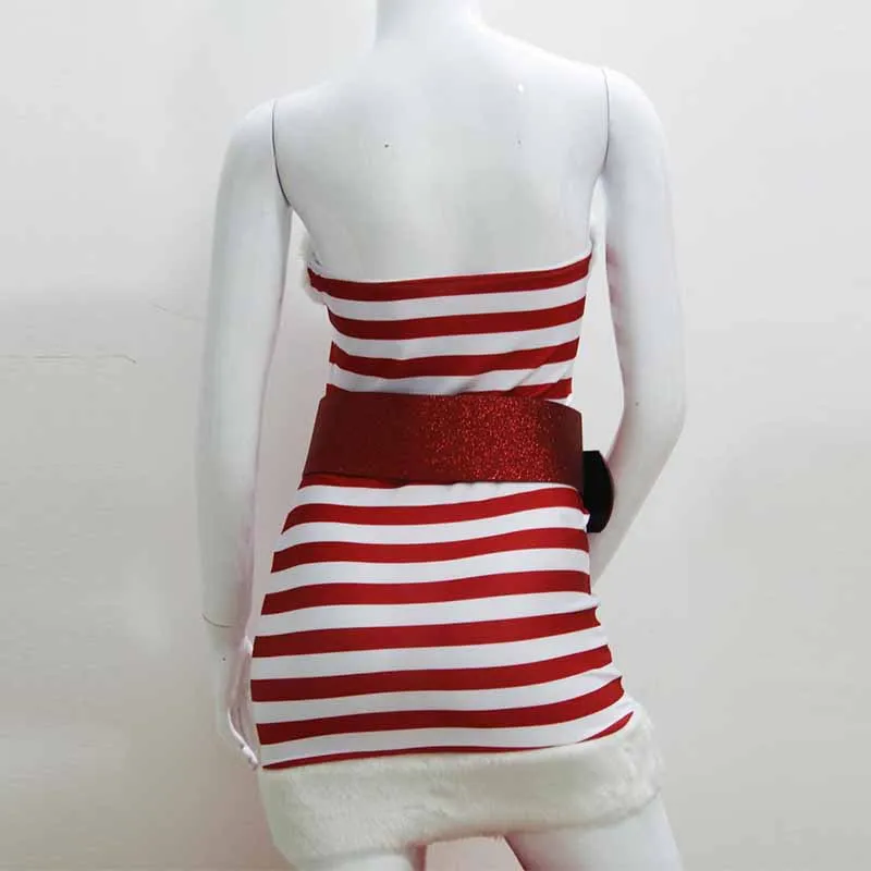 Женский сексуальный необычный костюм с открытыми плечами Полоска платье труба