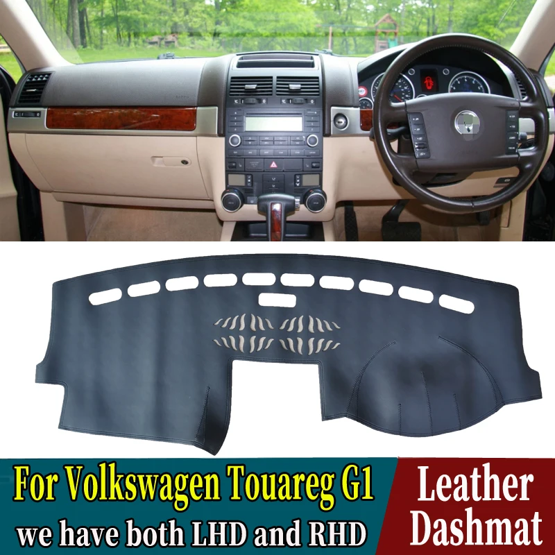 

Для VW Volkswagen Touareg G1 W12 V6 R50 2002 - 2009 из искусственной кожи Dashmat, крышка приборной панели Pad, коврик для приборной панели, коврик для стайлинга автом...