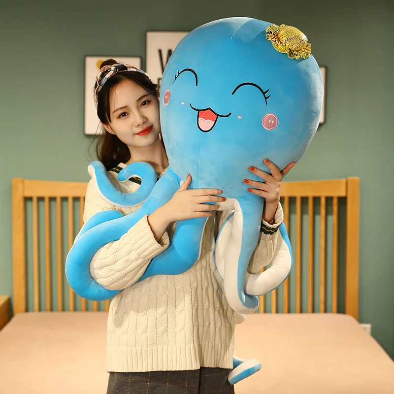 

1pc 75/95cm cute cartoon pink blue octopus plush doll soft fur stuffed animal kids and girls holiday gifts