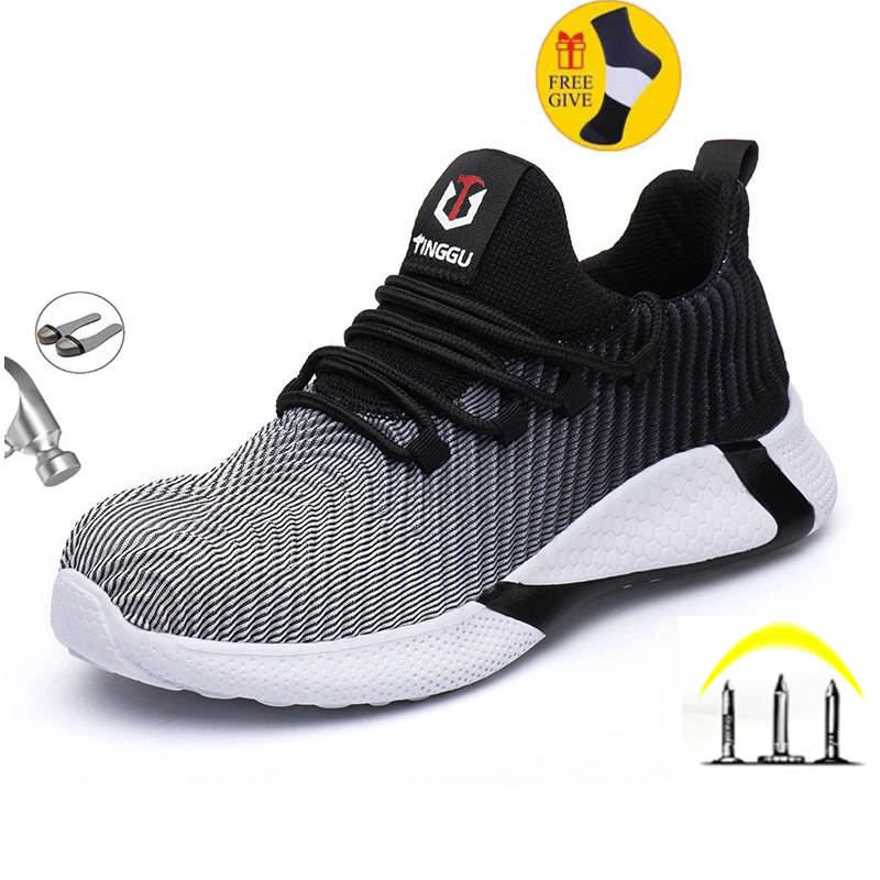 

New Men Work Shoes Puncture-Proof Sneaker Indestructible Work Safety Boot Lightweight Steel Toe Safety Shoes Air Mesh Breathable