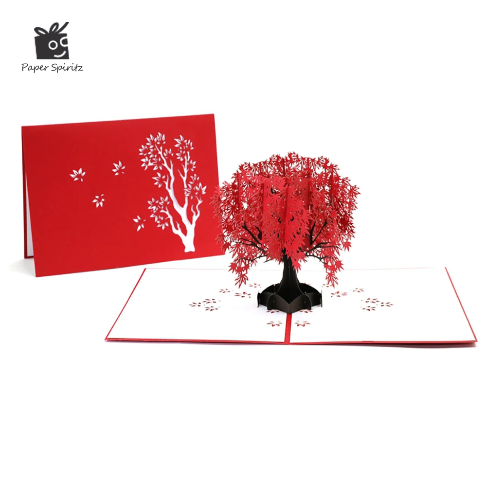 

Love 3D Pop-Up Cards Valentines Day Anniversary Gifts Postcard with Envelope Maple Tree Wedding Invitations Greeting Cards