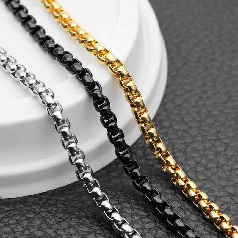 

Beaded Link Chain Necklace For Mens Stainless Steel Gold Color Choker Necklaces Hip Hop Fashion Jewelry Birthday Gift Wholesale