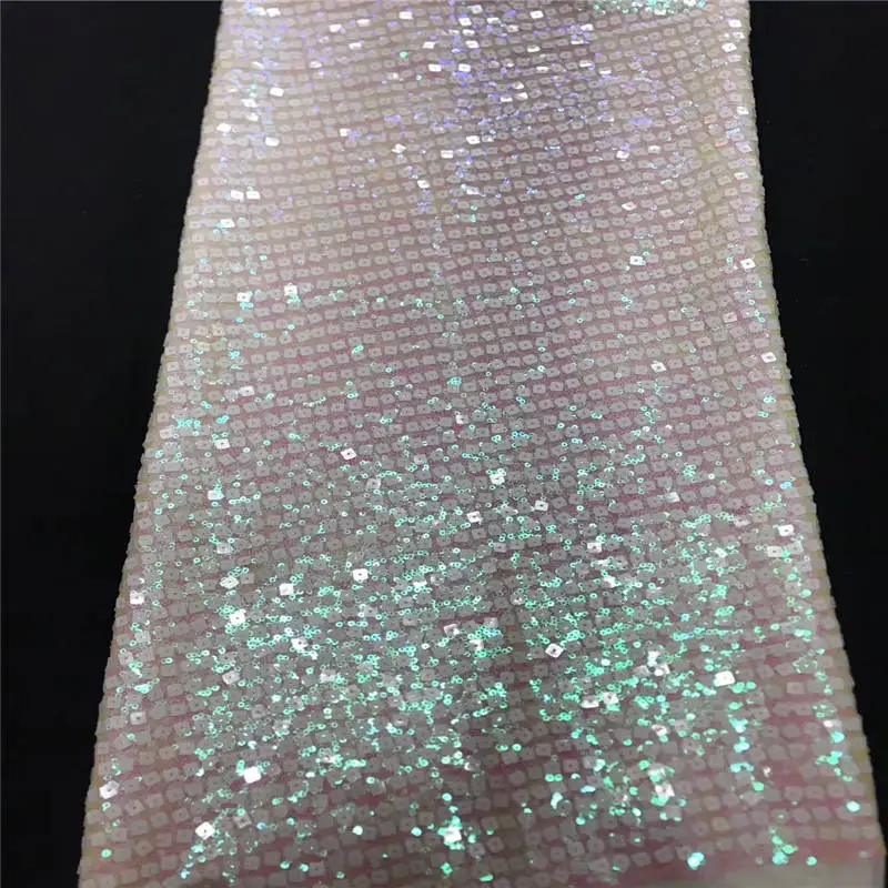 Белая высококачественная французская гипюровая кружевная ткань 2020 с блестками