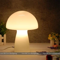 modern led mushroom table lamp stained glass lampshade home decor lights bedside lamp eye protection lamps art deco lighting