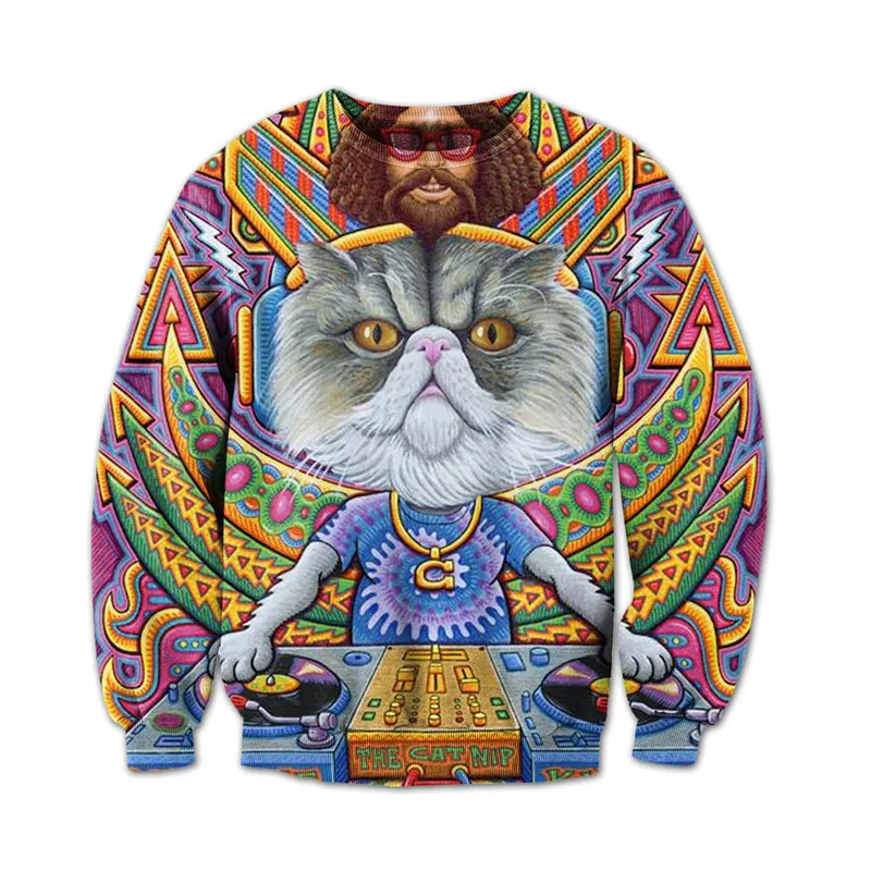 Dj Cat толстовка унисекс Psychedelic Fantasy World Толстовка Забавные 3d хип хоп пуловеры Harajuku