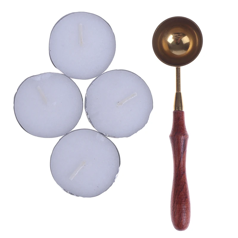 

1Set Sealing Wax Octagonal Tablet Set With 4*White wax And 1*Lacquer Seal Stamp Spoon Sealing Stamp For Wedding Invitation