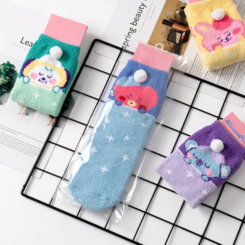 носки женские с принтом харадзюку набор теплые Милые пушистые милые зимние