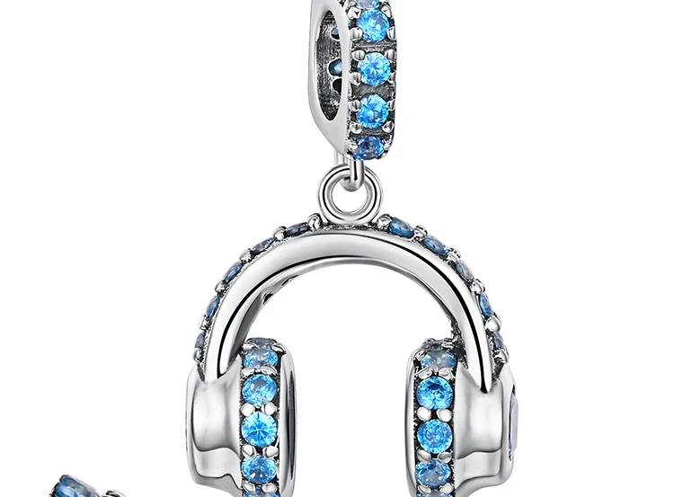 JewelryPalace музыка любовь Голубой цирконий наушников бисера Шарм Fit Браслеты модные женские туфли DIY шарики для Браслеты
