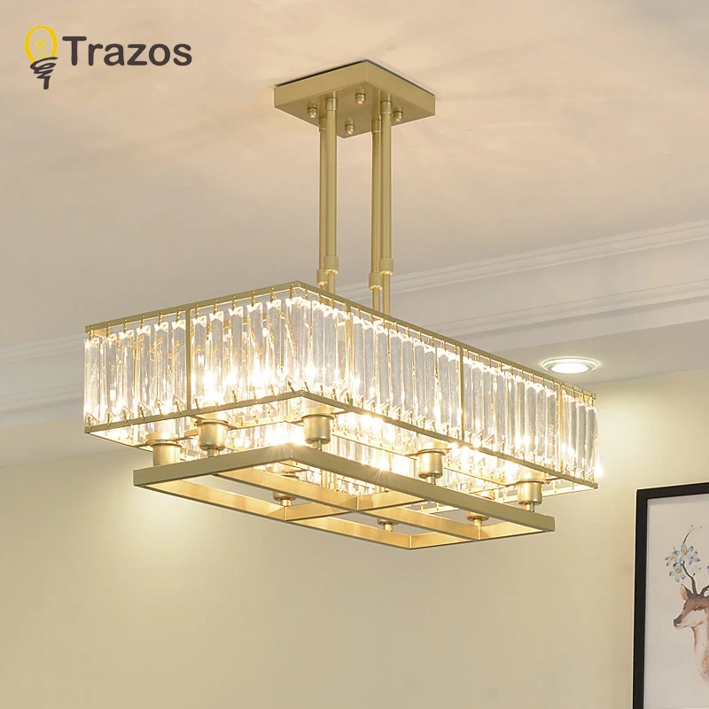 

TRAZOS Plated Crystal Pendant Light K9 Crystal decorative pendant lamp bedroom brushed crystal pendant lighting lustre 110-240V