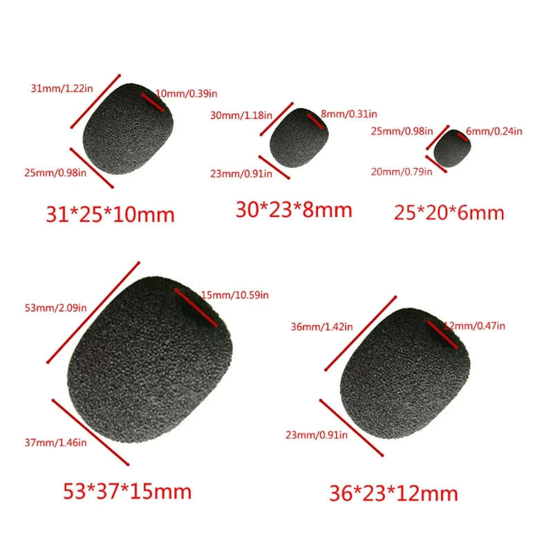 Headset Replacement Cover Gooseneck Sponge Foam Microphone Windscreen Protector 5 Sizes 10pcs