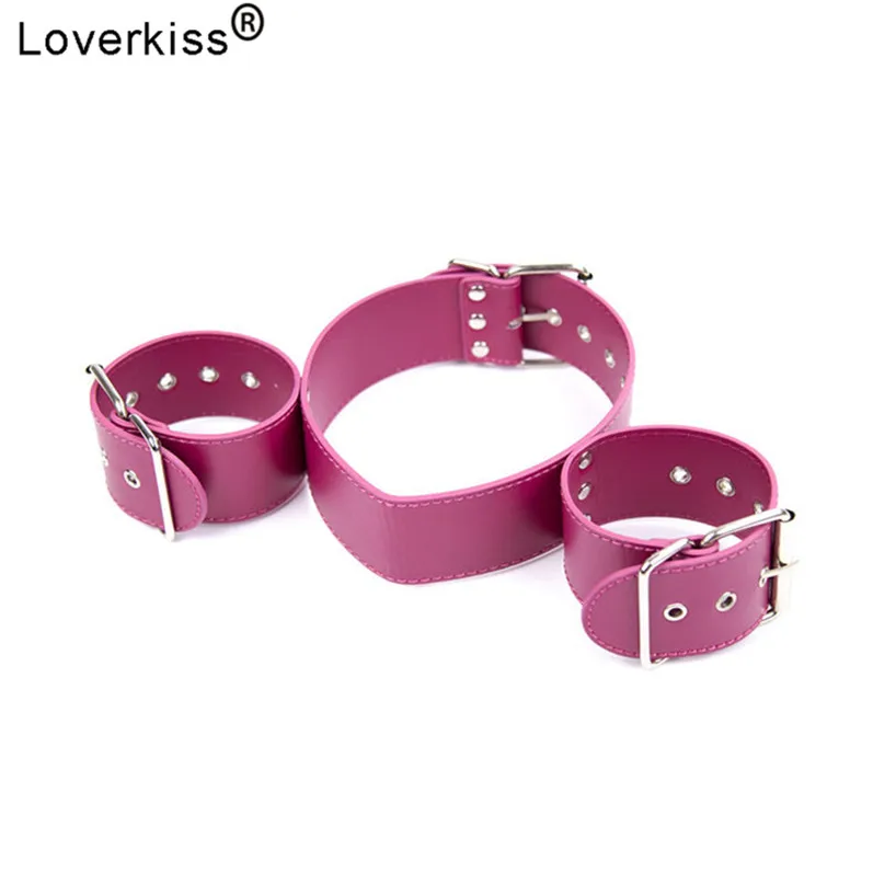 Ошейник из искусственной кожи Loverkiss с наручниками и ремешками набор для БДСМ
