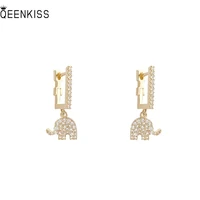 qeenkiss eg743 fine jewelry wholesale trendy woman birthday gift elephant aaa zircon 925 sterling silver needle stud earring