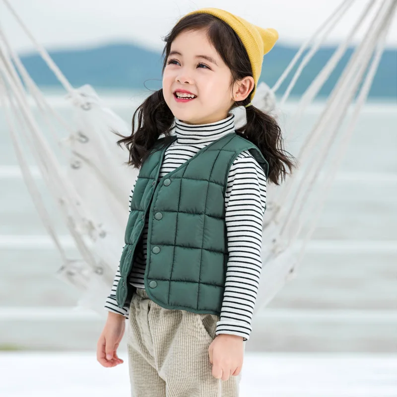 Жилет для маленьких мальчиков и девочек Сезон осень зима Хлопковый пуховик