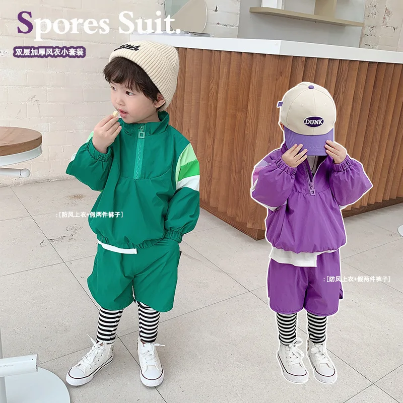 

Новинка 2021, двухслойная утепленная осенняя одежда в западном стиле для мальчиков с цветными блокировками, детский пуловер в западном стиле