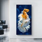 Алмазная 5d картина сделай сам, полная вышивка квадратнымикруглыми стразами, золотая рыбка, кои, наклейки для гостиной, новый простой вертикальный держатель