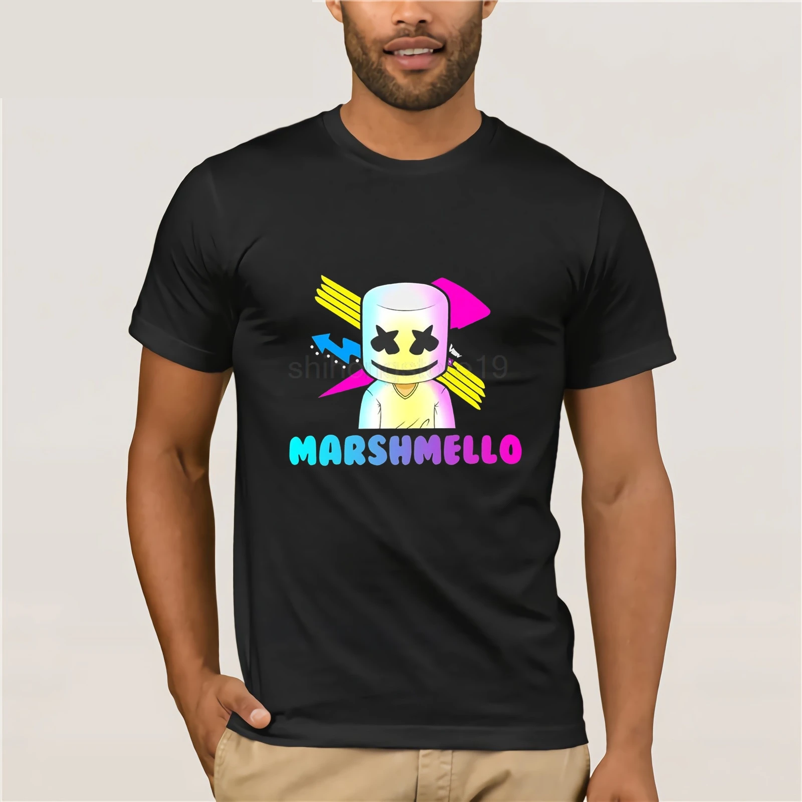 Футболка MARSHMELLOW DJ MUSIC подарок на день рождения короткий рукав хип-хоп мужская хит
