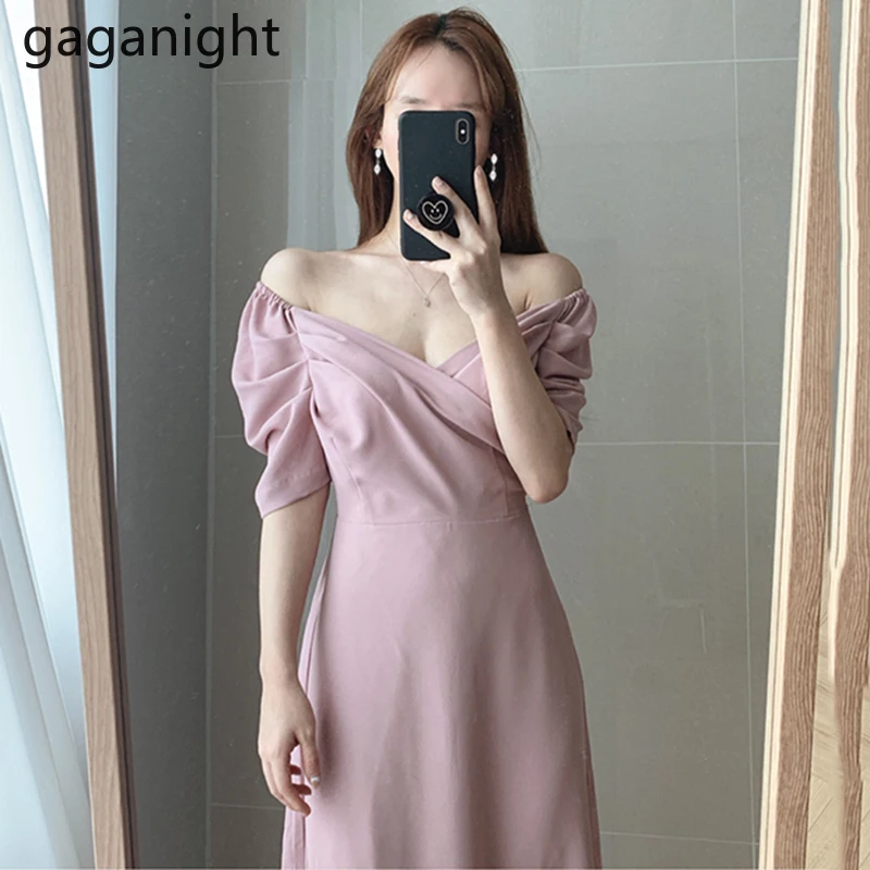 Платье Gaganight женское шифоновое с V-образным вырезом элегантное приталенное