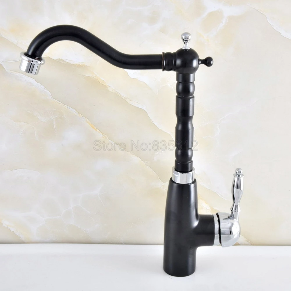 

Swivel Spout Black Chrome Basin Faucet Single Handle Brass Cold and Hot Mixer Tap Bathroom Kitchen Mixer Tap tnf486
