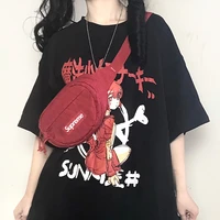 harajuku punk gohtic vintage anime cartoon print clothes y2k short sleeve plus size women t shirts dropshipping korean black top
