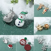 christmas jewelry fashion cute alloy drop oil elk snowflake ears cartoon creative earringsbts
