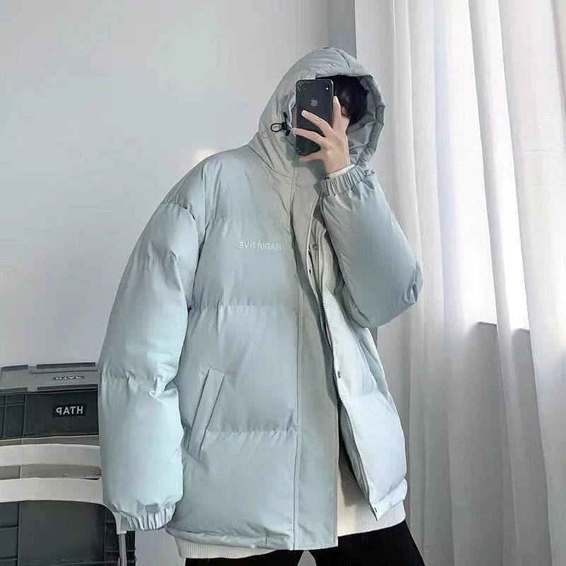 Autumn and Winter New Trend Fashion Loose Simple Long-sleeved Wild Hong Kong Style Jacket Down Jacket Plus Down Jacket